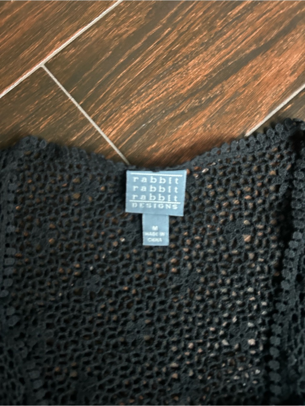 Rabbit Rabbit Rabbit Black Crochet Openwork Shrug with Button - Picture 2 of 3